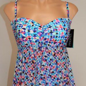 NWT Profile By Gottex Fly Away Bandeau Tankini top size 10 12